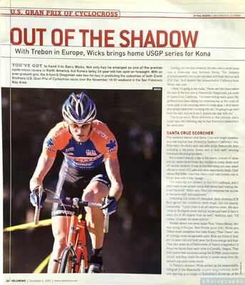 Barry Wicks VeloNews article. December 2005